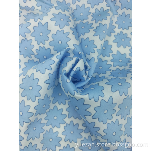 Wholesale Satin-like Blue Flowers 100% Cotton Fabric